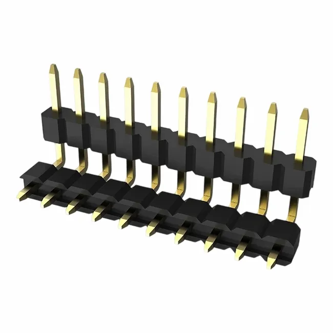 Pin de 2,0 mm En-tête de broche à double rangée Double espaceur à angle droit